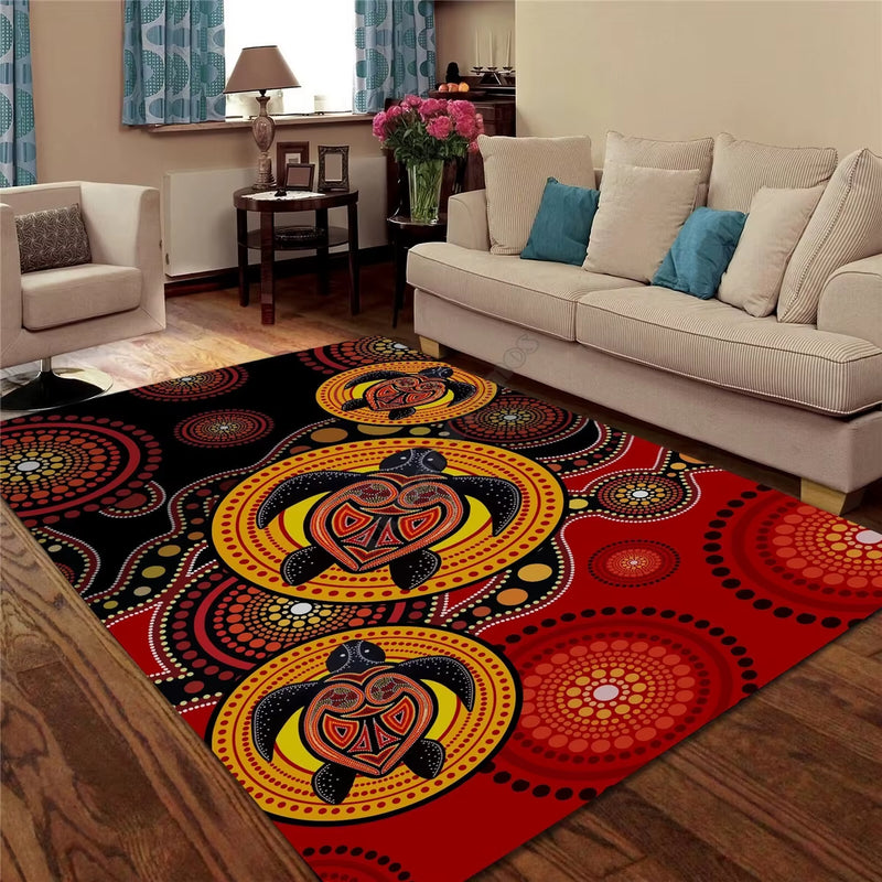 Aboriginal Turtles Australia Indigenous Painting Art Rug Printed Non-Slip Mat Dining Room Living Room Soft Bedroom Carpet