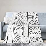 African Mudcloth White Blankets Soft Warm Flannel Throw Blanket Plush for Bed Living Room Picnic Travel Home Couch