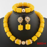 Nigeria Wedding Jewelry Set Imitation Coral Beads Golden Pendant Necklace for Women Resin Material African Bride Accessorise