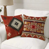 4Pcs Ethnic Bohemia Geometric Pillowcase Aztec Western Abstract Pattern Cushion Cover Red Aztec Style Pillowcase Home Decor