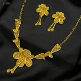 Dubai African Necklace Earrings Flower Pendant Jewelry Set