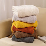 American Thread Blanket Solid Color Sofa Cover Knit Bedspread Office Nap Blanket Throw Cozy Warm Travel Shawl for Adults