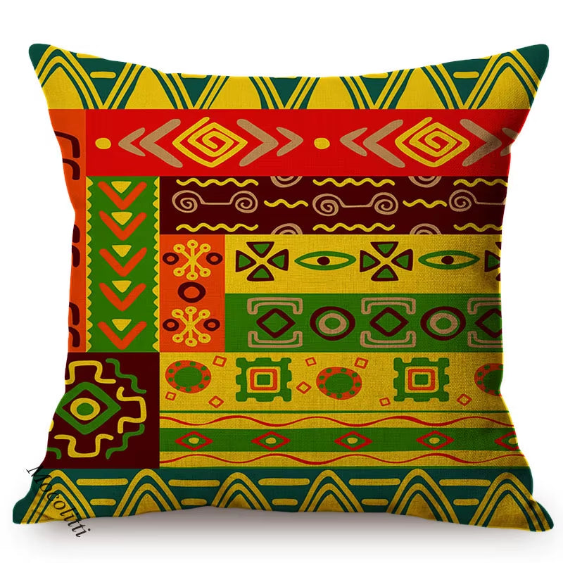 Modern Abstract Cartoon African Exotic Pattern Living Room Decoration Throw Pillow Case Cotton Linen Sofa Cushion Cover