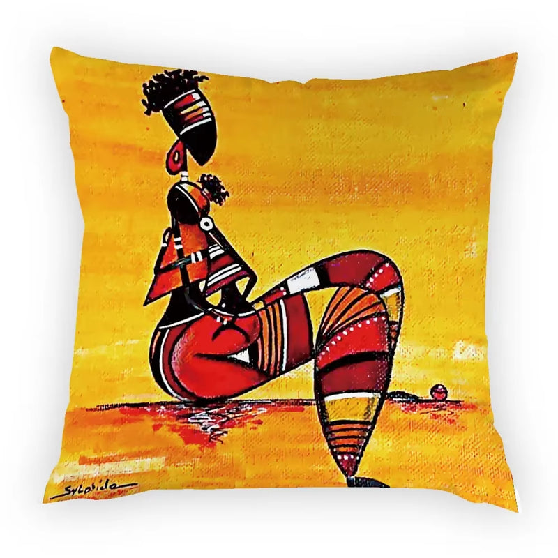 Colourful Dancing African Girl Luxury Throw Pillow Case Cushion Cover Home Living Room Decorative Pillows for Sofa Bed Car 45*45