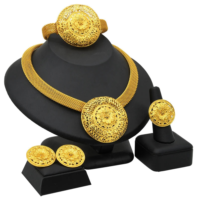 Womens Ethiopian Gold Color Jewelry Set