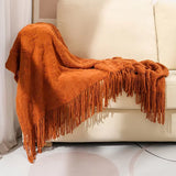 American Thread Blanket Solid Color Sofa Cover Knit Bedspread Office Nap Blanket Throw Cozy Warm Travel Shawl for Adults