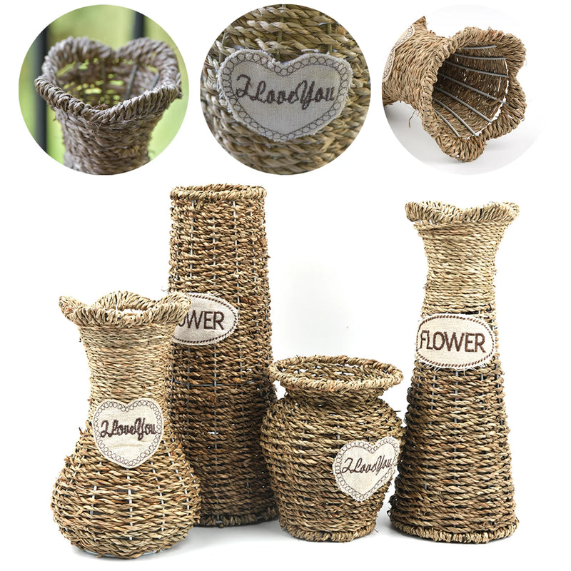 Flower Vase Decoration Home Weave Flower Pot Flower Basket Rattan Vases for Flowers