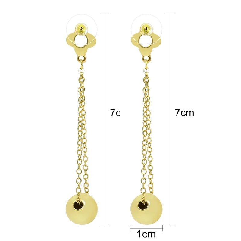 African 24k Gold Color Tassel Drop Earring