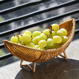 Decorative Imitation Rattan Baskets Bread Fruit Wicker Serving Tray Handwoven Plate Tray French Fries Boats Storage Bowls Platte