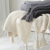 Nordic Wool Blanket Sofa Tassel Knitted Ball Super Warm