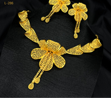 Dubai African Necklace Earrings Flower Pendant Jewelry Set