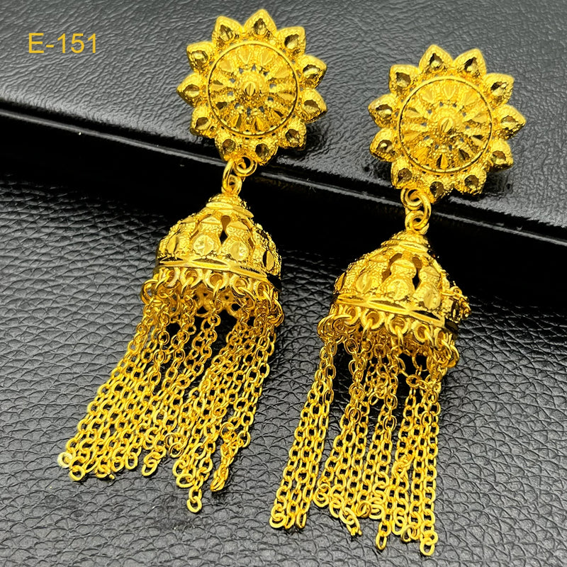 African 24k Gold Color Tassel Drop Earring