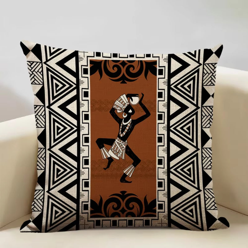 Geometric Cushion Cover Sofa Decorative Pillow Cover Home Living Room Ethnic Art Accessories 45X45Cm Linen Printing