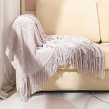 American Thread Blanket Solid Color Sofa Cover Knit Bedspread Office Nap Blanket Throw Cozy Warm Travel Shawl for Adults