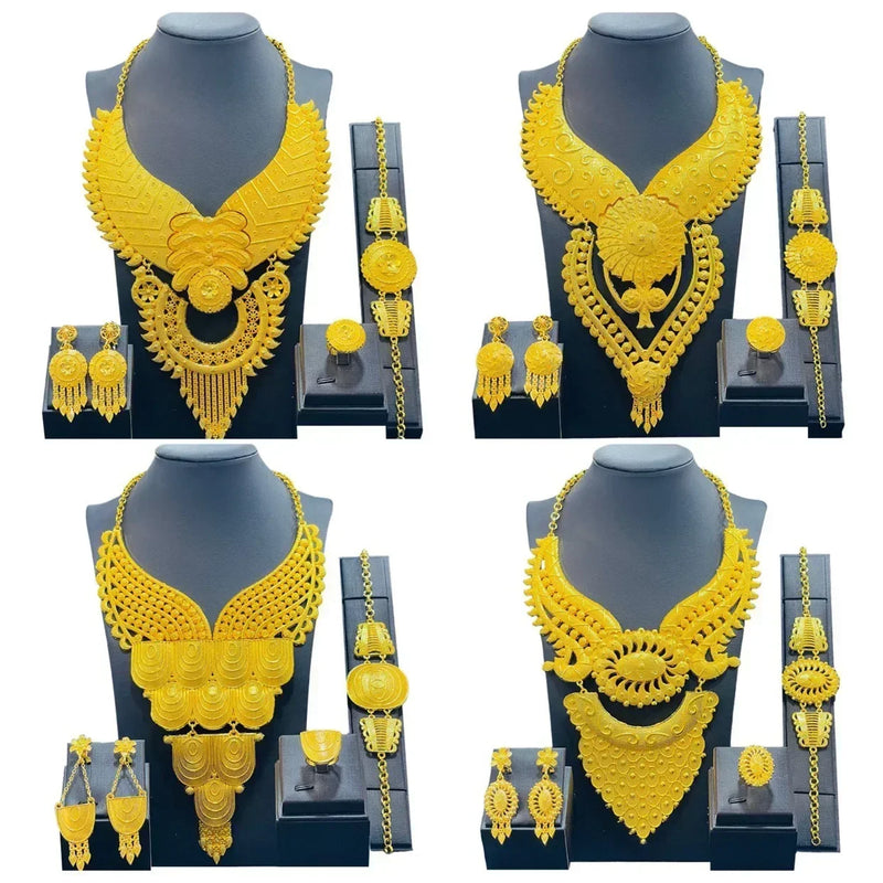 High Quality 24k Gold Plated Dubai Jewelry Set