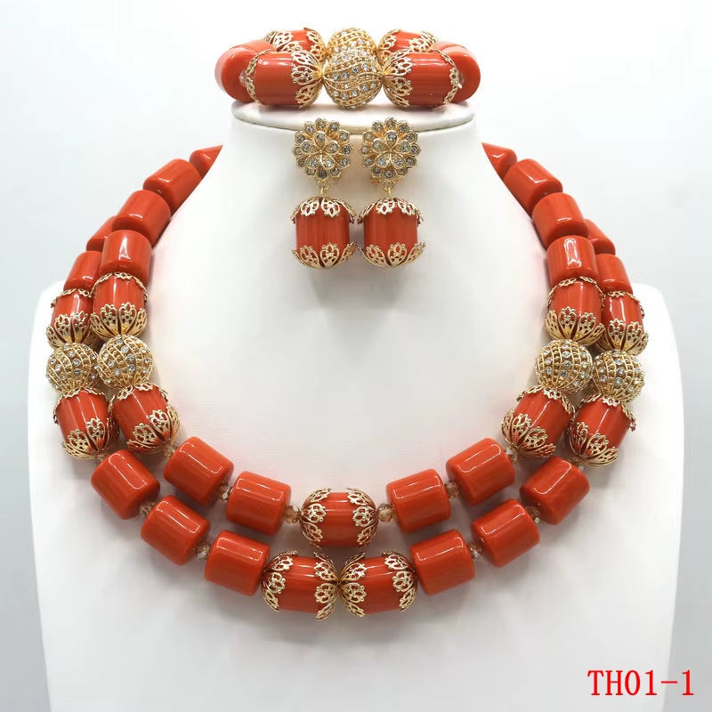 African Beads Jewelry Set Artificial Coral Jewelry Set Nigerian Wedding Jewellery Sets