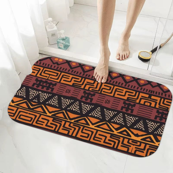 African Mud Cloth Tribal Print Diatomaceous Mat Non-Slip Volume Super Absorbent Fast Drying for Bathroom Kitchen Door Mat