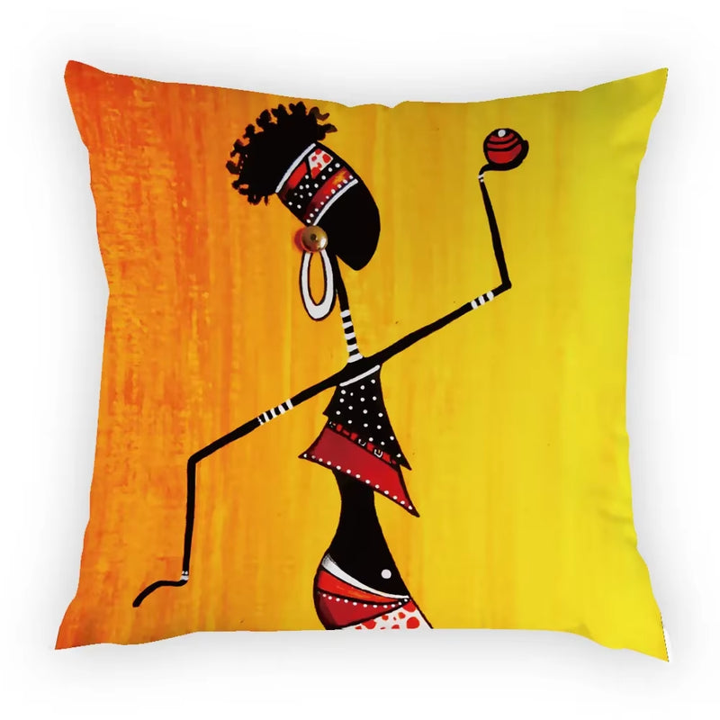 Colourful Dancing African Girl Luxury Throw Pillow Case Cushion Cover Home Living Room Decorative Pillows for Sofa Bed Car 45*45